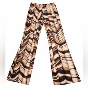 Zara Women's Abstract Pattern Wide Leg Pants - Black, Brown, Cream size S/M